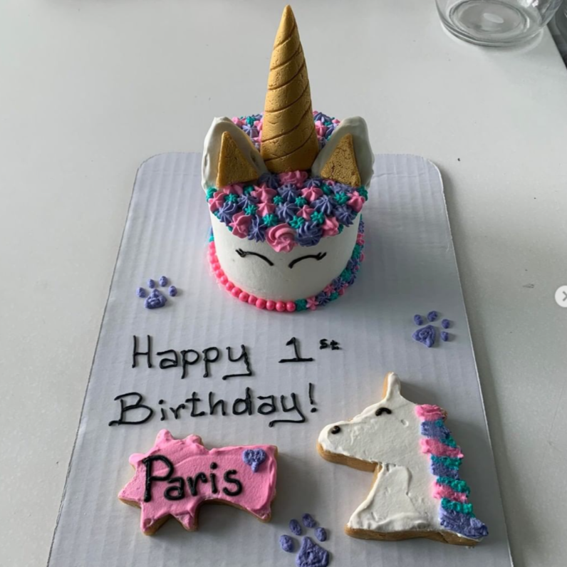 Unicorn dog hot sale cake